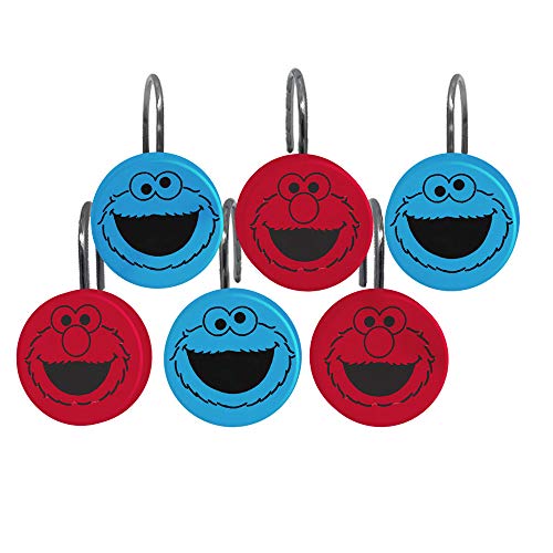 Jay Franco Sesame Street Elmo Cookie Squares Shower Curtain & 12Piece