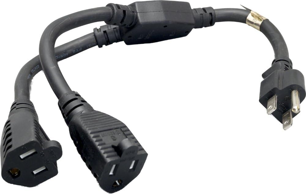 Cablelera Power Cord Extension and Splitter, NEMA 5-15P to NEMA 5-15R x 2, 16 AWG, 13A, 125V (ZWACPQAG-14): Computers & Accessories