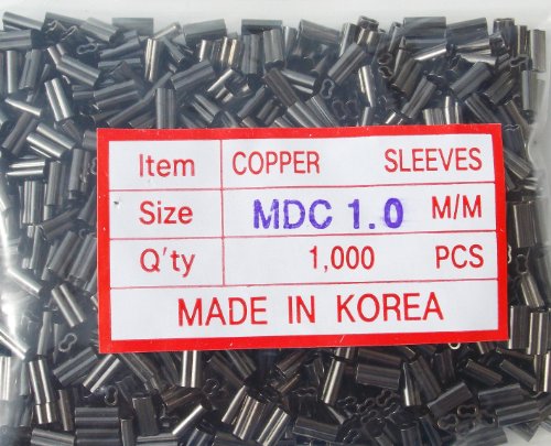 Copper Double Barrel Mini Crimp Sleeves 1.0mm x 7mm - 1,000 piece pack