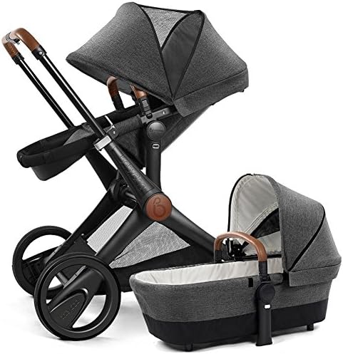BabysingUS 3-in-1 High-View Folding Baby Stroller, Black