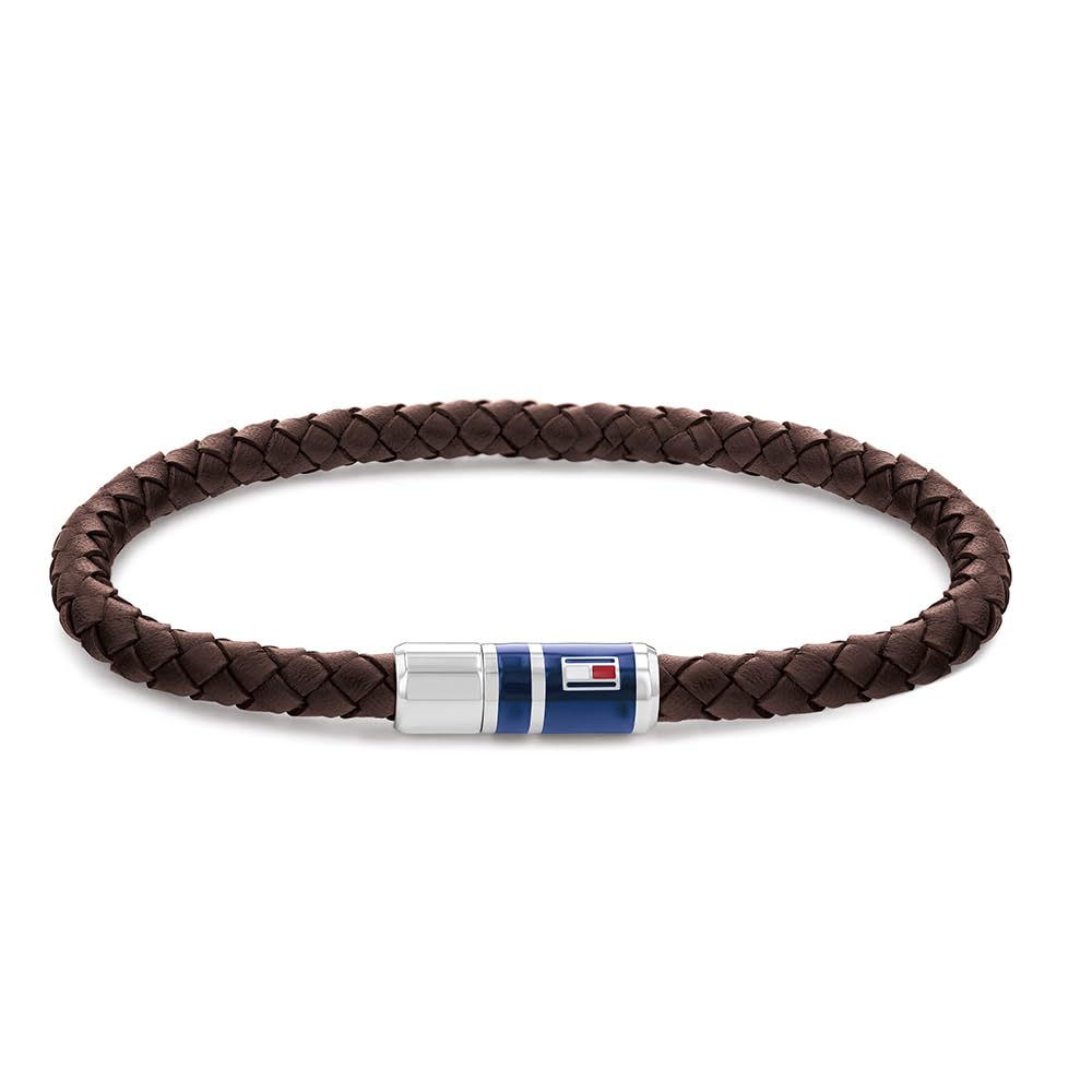 Tommy Hilfiger Jewelry Men's Braided Leather Bracelet Brown - 2790295
