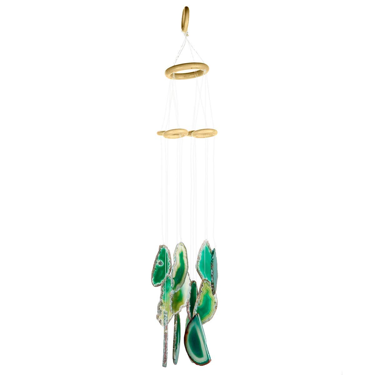 KYEYGWO Green Agate Stone Wind Chimes Outdoor Indoor, Crystal Wind Catcher for Home Garden Decoration 19.7"-23.6"