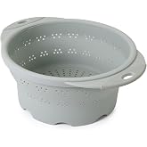 Dexas 10" Collapsible Silicone Colander in Sage, Kitchen Strainer with Handles, 15.1 Cup Capacity | BPA-Free, Heat-Resistant, Space-Saving Kitchen Tool