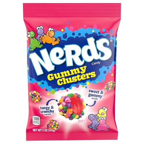 NERDS GUMMY CLUSTERS, CANDY, RAINBOW, CRUNCHY AND GUMMY, 5 OZ