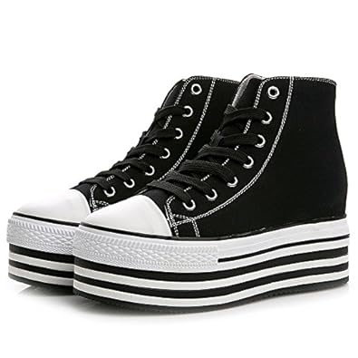 Amazon 厚底 ハイカットスニーカー レースアップシューズ