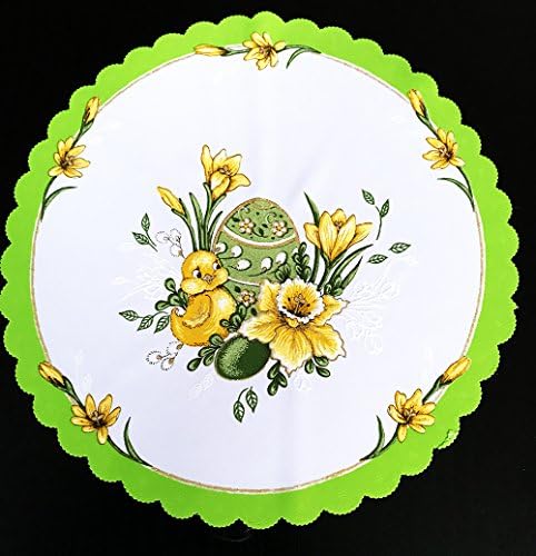 Amazing Easter Table Runners Tablecloths Oval Round Table Decorations New (Green/White - Round (35cm))