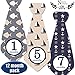 Nautical Baby Boy Monthly Milestone Tie Stickers for First Year 12 Pcs. Set Newborn Months No Glare Photo Props Necktie Onesie Stickers, Registry Shower Gift & Scrapbook Photo Memory Keepsake