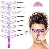 Eyebrow Stencils, Eyebrow Template, Eyebrow Shaping Kit, 8 Styles Reusable Eyebrow Stencil with Handle and Strap, Washable