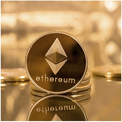 Golden Plated Ethereum Coin-ETH Physical Metal Guritta Token ICO Digital Blockchain Crypto Currency You Hold For Commemorative Collection In Plastic Holder Case|Great Funny Gift For Boy/Girl/Woman/Man