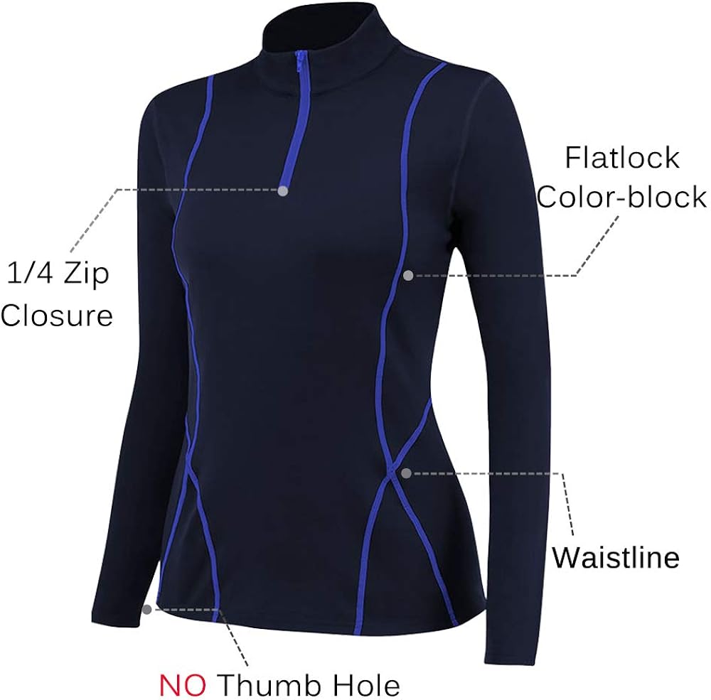 Womens Pullover 1/4 Zip Running Jacket Long Sleeve Workout Tops with Thumb Holes Yoga Shirts: Clothing