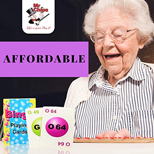 MR CHIPS Professional Plastic Coated Bingo Playing Cards - 75 Deck of ...