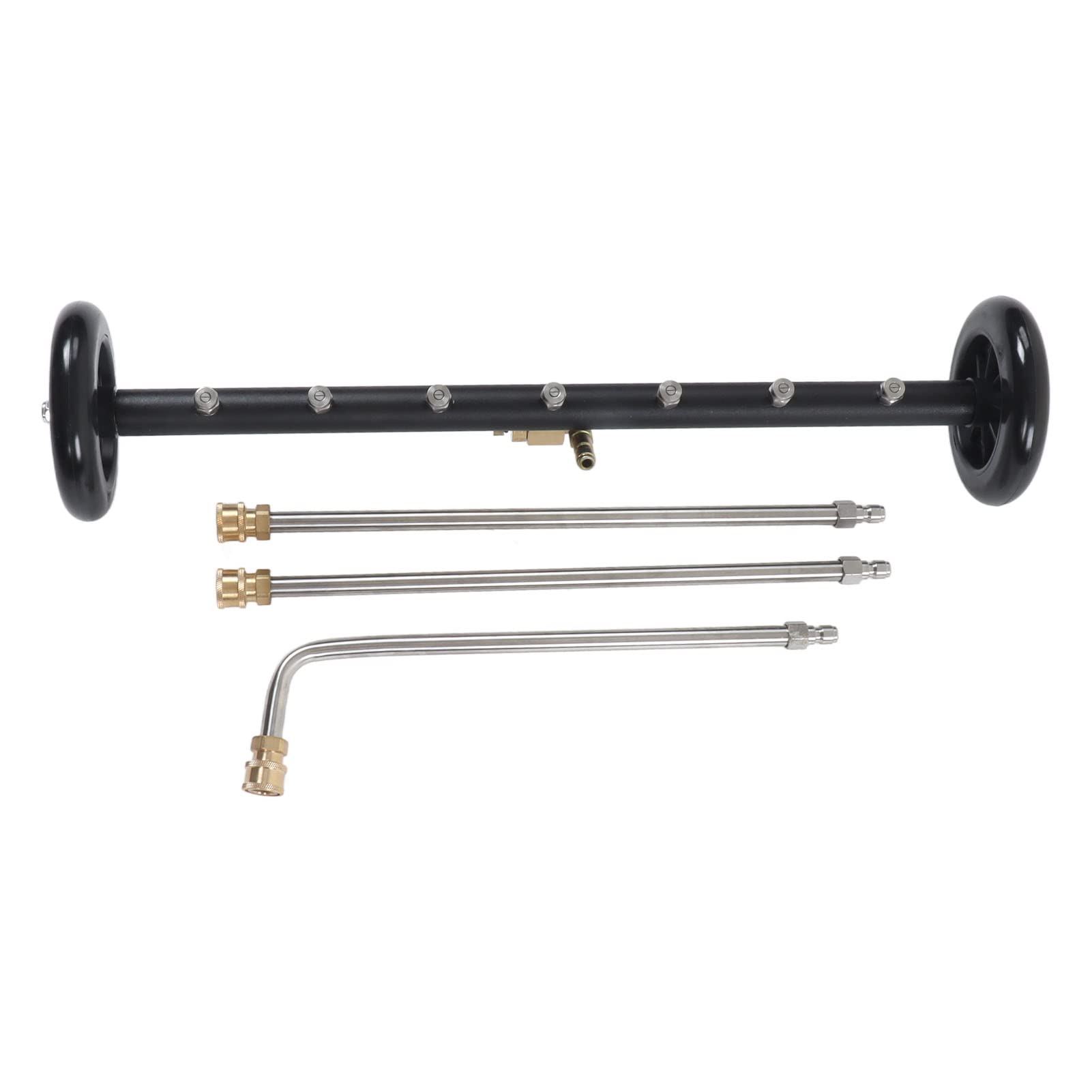 Pressure Washer Undercarriage Cleaner, 4000psi 2 in 1 Under Car Water Broom Cleaner with 3 Extension Wands, Stainless Steel Nozzles, for Balcony Courtyard Vehicle (7 Holes)