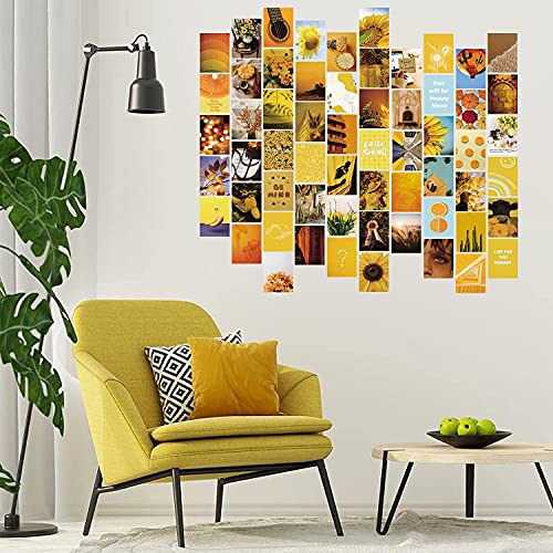 fantasy casa Yellow Collage Kit for Wall Aesthetic decor, 60 Set 4x6 inch Images, Room Decor for Teen Girls, Posters For Room Aesthetic, Wall Collage Kit Aesthetic Pictures, cool room decor aesthetic, Posters Aesthetic, Collage Kit