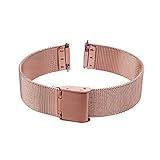 Xuexy 14mm Pebble Time Round with Quick Release Spring Bars/Pins Milanese Wire Mesh Stainless Steel Watch Band Strap Replacement Bracelet,Rose Gold