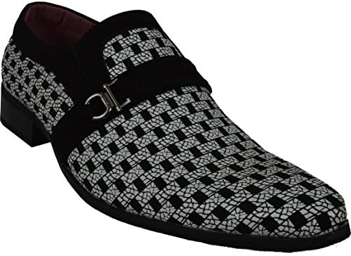 Sedagatti Men's Wedding Casual Formal Shoes SED4022 (12, White/Black)