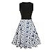 Aibwet Women's Fit and Flare Floral Print Sleeveless Summer Beach A-Line Party Evening Cocktail Swing Dress Black