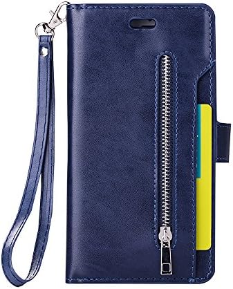 iPhone 6 Plus Wallet Case, SOGOLA [NEW] [9 Card slots] [photo &amp; wallet pocket] Multi-function Premium PU Leather Magnetic Flip Shockproof Zipper Wallet Cover for iPhone 6 Plus (Blue)