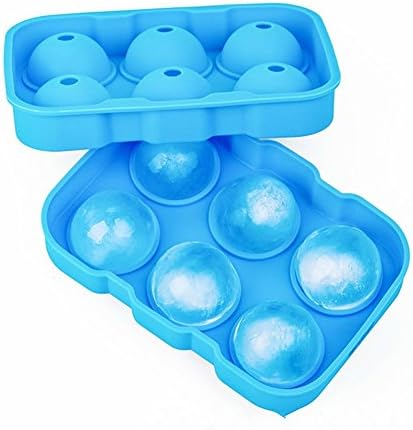Wado Silicone Ice Ball Mold for Perfect Ice Spheres Tray- 6 Cavities Iceball Mould Ice Maker Ice Block for Drinks BPA-free FDA Approved(blue)