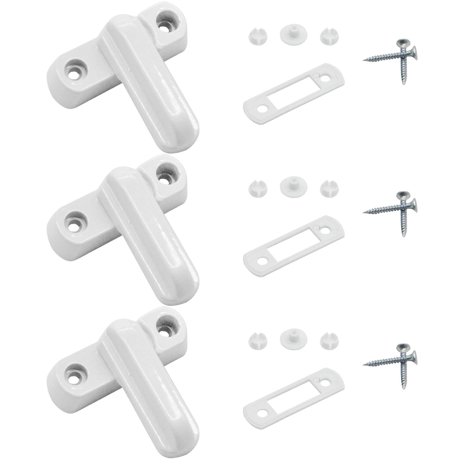 4 Pieces White Handle Lock, Door Blocker, Door and Window Lock Anti-Theft, Window Security Lock, Jammer, Alloy Blocker, Window Lock, Suitable for Doors and Windows, Handles.