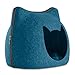 Furhaven Pet Cat Bed Furniture | Cat Shape Cutout Felt Pet House Private Den Hideout Pet Bed for Cats & Small Dogs, Lagoon Blue, One Sizethumb 3