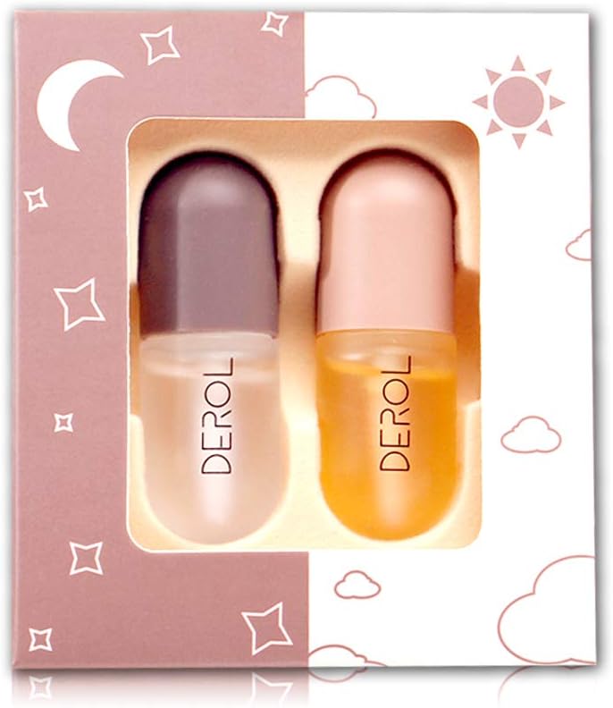 KISSIO Lip Plumper Set,Natural Lip Plumper and Lip Care Serum,derol lip plumper,Lip Enhancer for Fuller,lip filler,Beautiful Fuller, Hydrating & Reduce Fine Lines,Day&Night(2PCS)