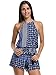 Choies Women's Polyester Blue Cut Out Back Bohemian Casual Loose Romper Playsuit S