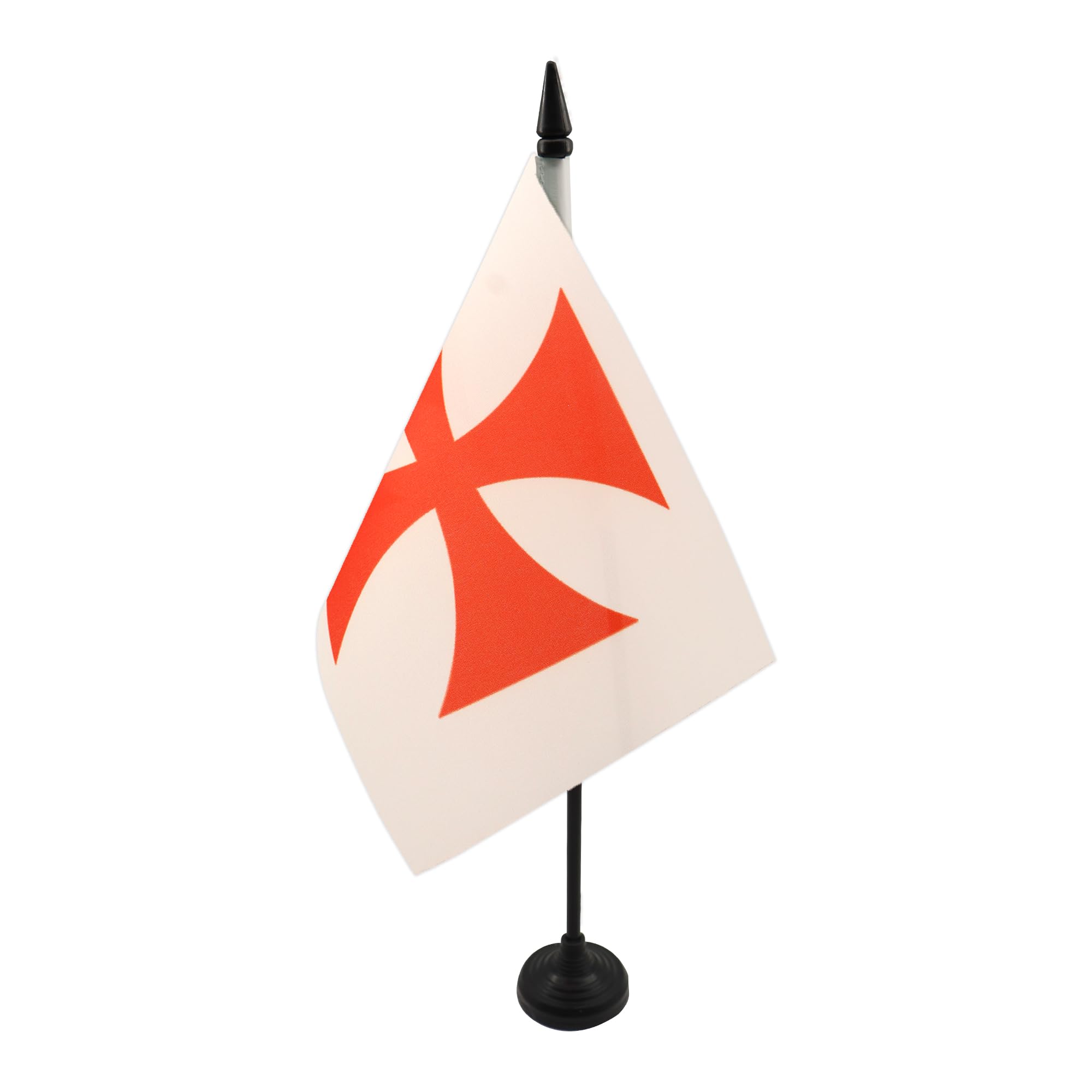 AZ FLAG Templar Order Table Flag 5'' x 8'' - Catholic Office Decoration 100% Polyester 21 x 14 cm - Mini Desk Flag with Pole and Black Plastic Base