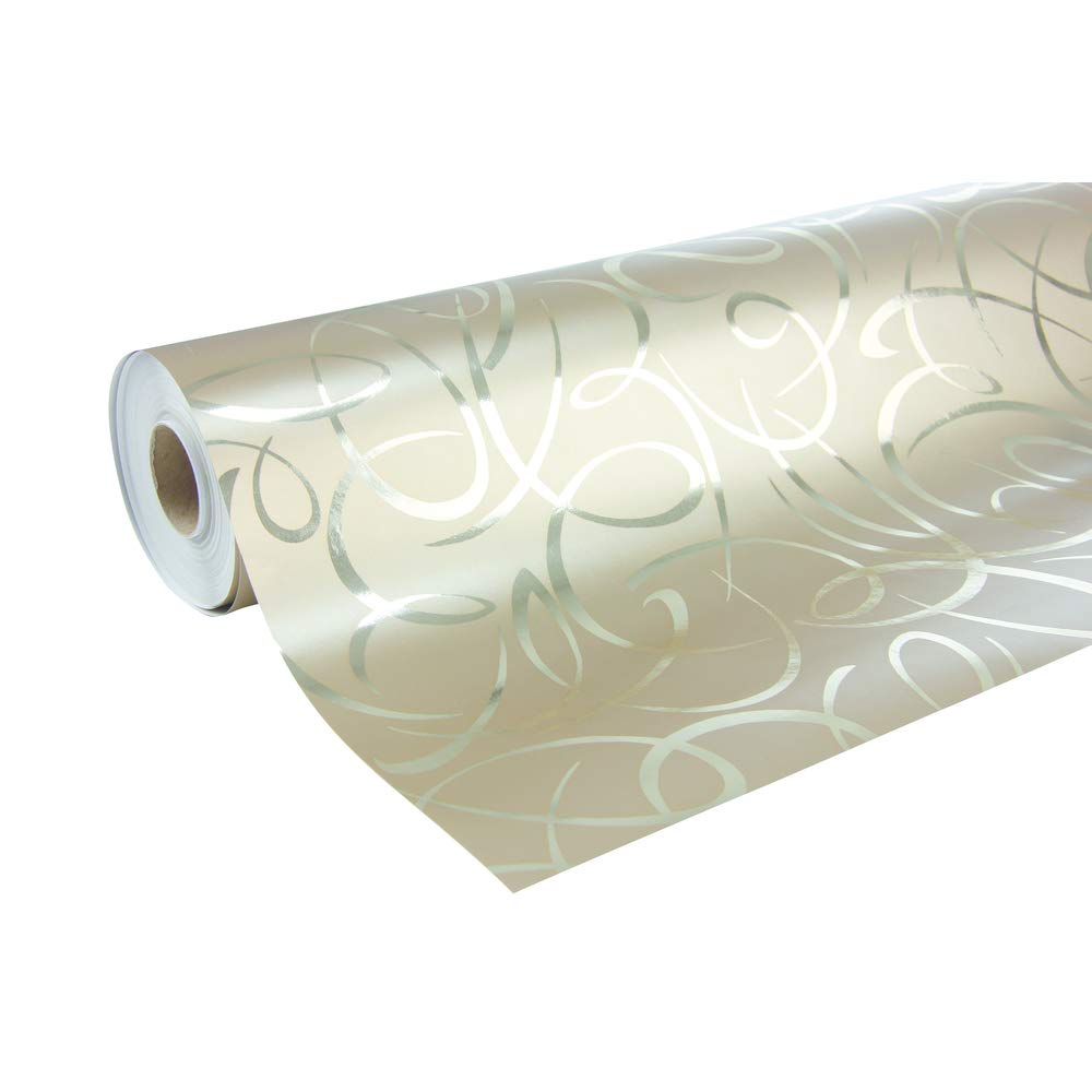 Clairefontaine 211892C - A Reel Of Gift Wrapping Paper - Premium Paper 80g - Format: 50x0,70m - Design: Gold arabesques, Geometric Wrapping, Ideal For Wrapping