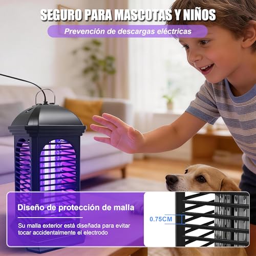 Mata Mosquitos Electrico de Doble Uso para Interiores y Exteriores, Mata Moscas de 11W Enchufable, Trampa para Mosquitos de Exterior, Adecuado para el Hogar, el Jardín, el Patio Trasero y para Acampar