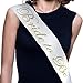Bachelorette Party Bride to Be Sash - Bridal Shower Accessories Decorations, White and Gold