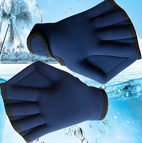 Hosaire Swim Gloves Aquatic Fitness Water Resistance Training Aqua Fit Webbed Gloves Blue