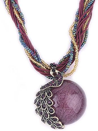 Kaariag Punkin® Vintage Bohemia Style Opal Peacock Fashion Necklace