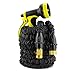 IBeaty Updated Lightweight 100ft Expandable Garden Hose Magic Flexible Water Hose with 3/4Inch Solid Brass Ends 9 Position Spray Nozzle Black