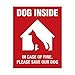 Dog Inside Sticker - 4 Pack - 4x5 inches - Dog Alert Safety Window Sign