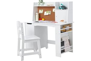 Wpond DA White Study Desk and Chair Set, A