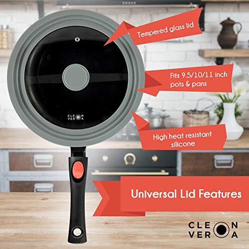 Cleverona Essential Nonstick 10.25 Inch Fry Pan with SecureSnap Detachable Handle and Large Clever Lid - Dark Grey - Thumbnail 4