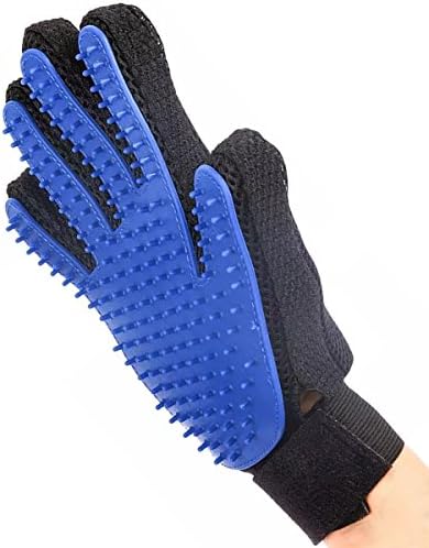 Pet Grooming Glove Gentle De-Shedding Brush for Dogs &amp; Cats with Long &amp; Short Fur Hair Removal Mitt Comfortable Massage Tool Dark Blue Right Hand Your Pet Will Love It