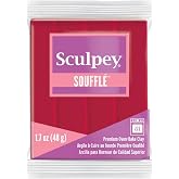 Sculpey Souffl&eacute;&trade; Polymer Oven-Bake Clay, Cherry Pie Red, Non Toxic, 1.7 oz. bar, Great for jewelry making, holiday, DIY, mixed media and more! Premium light-weight oven bake clay.