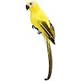 LWINGFLYER Yellow Artificial Parrot Life Size Artificial Simulation Foam Feather Parrot Macaw Bird for Costume Shoulder Ornament Modern Home Garden Party Decoration (9.8inch/25cm)