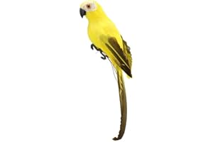 LWINGFLYER Artificial Parrot Life Size Artificial Simulation Foam Feather Parrot Macaw Bird for Costume Shoulder Ornament Modern Home Garden Party Decoration (9.8inch/25cm, Yellow)