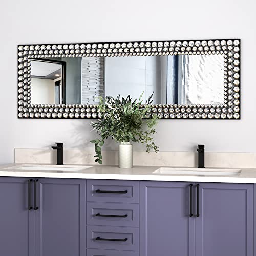 JACUKO Full Length Mirror Jeweled Floor Mirror Accented Crystal Metal