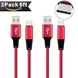 USB C Cable, Xcords USB Type C Cable 2 Pack (6ft) Nylon Braided Fast Charger Cord (USB 2.0) for Galaxy S8(Plus), LG G6 G5, Google Pixel XL, Nintendo Switch, Nexus 6P, Macbook12