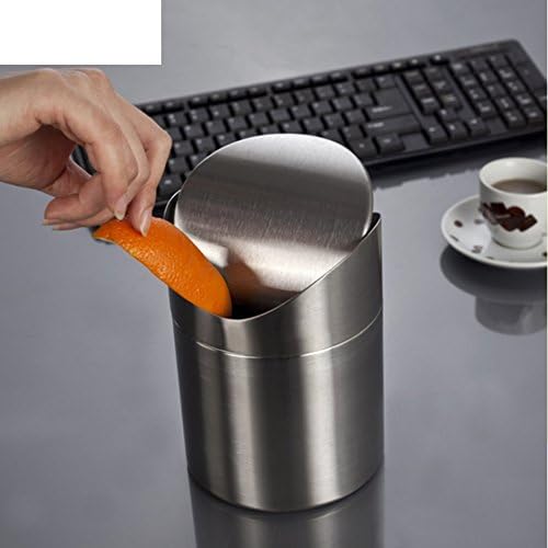 Desktop trash can stainless steel/fashion creative storage bucket/mini rocker cover bucket/Kitchen cleaning bucket-A