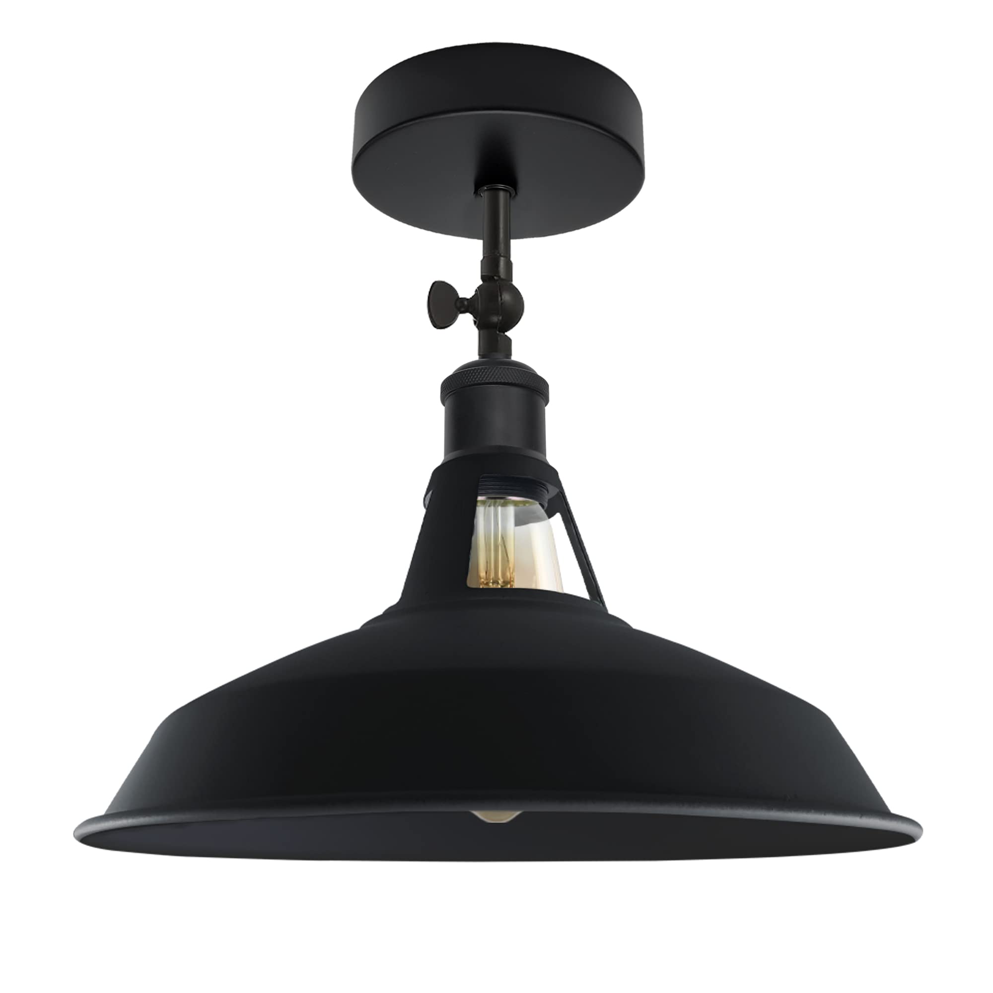 DC VOLTAGE Vintage Style Semi Flush Mount 180 Degree Adjustable E27 Base with Bulb Socket Vintage Style Unique Cone Shape Ceiling Mount Lighting