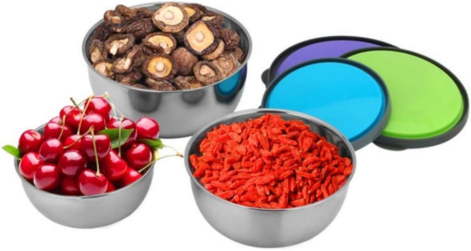 Kaptin 3 Pack Rounds Stainless Steel Lunch Box Stainless Steel Bowl Food Storage Containers with Leak Proof Silicone Lids for Lunch,Snacks and Sides
