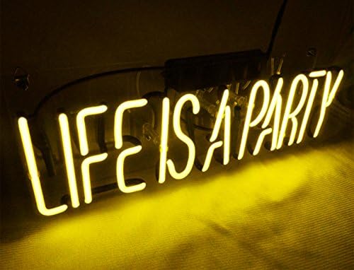 Led Neon Light Sign Saying 'Life is A Party' 15" x 5" for Home Bedroom Hotel Beer Bar Pub Billards Beach Cocktail Recreational Game Room