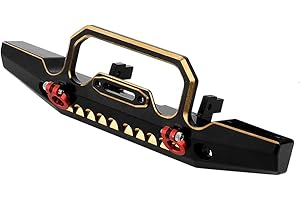 Pothyes Trx4m Heavy Duty Brass Black Coating Front Rear Bumper with Bumper Mount for 1/18 RC Crawler Car TRX-4M Defender Metal Upgrade Parts (Front Bumper)