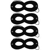 Evenci 4Pcs Black Superhero Masks Felt Eye Mask Halloween Costume Masks with Adjustable Elastic Ropes