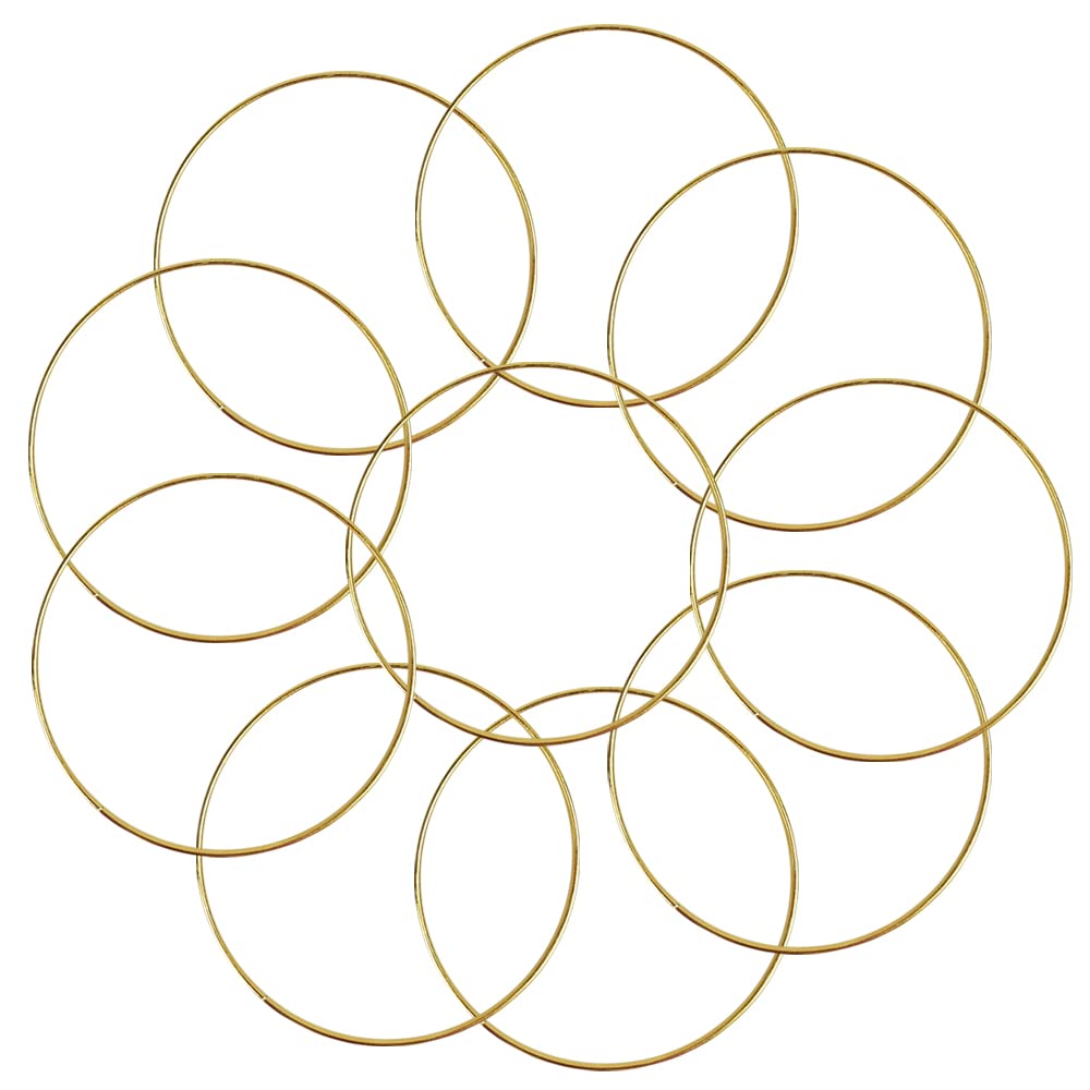 Metal Floral Hoop Wreath,10 Pcs Gold Craft Hoop Metal Macrame Rings for DIY Christmas Wedding Wreath Dream Catcher and Macrame Wall Hanging Crafts (Metal 20cm)