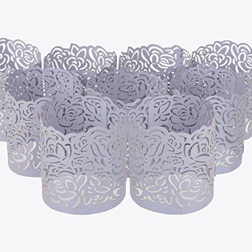 Sinhanker Flameless Tea Light Holder, 48 PCS Laser Cut Decorative Wraps For LED Battery Operated Tealight Candles(not included)(Purple)